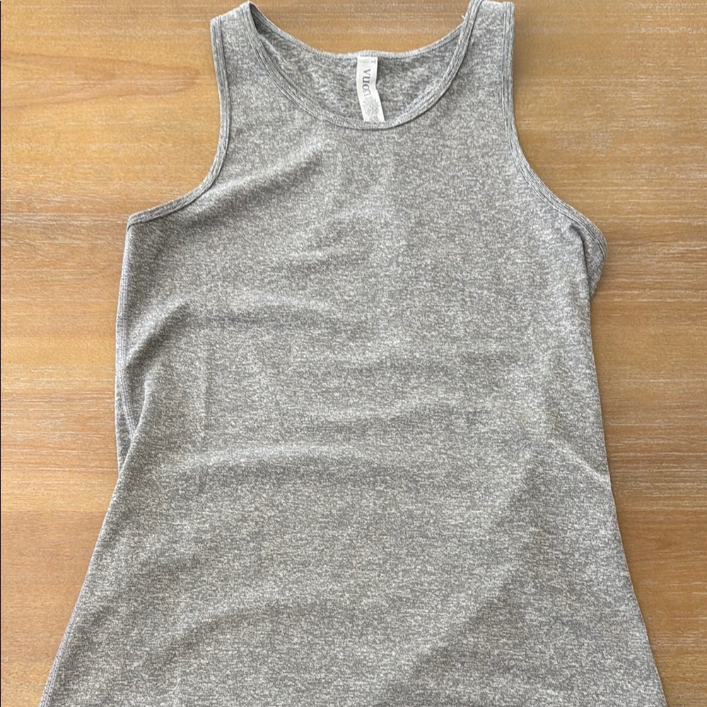Vuori- Soft Gray Women's racer back Tank Top - Classic Ribbed Style